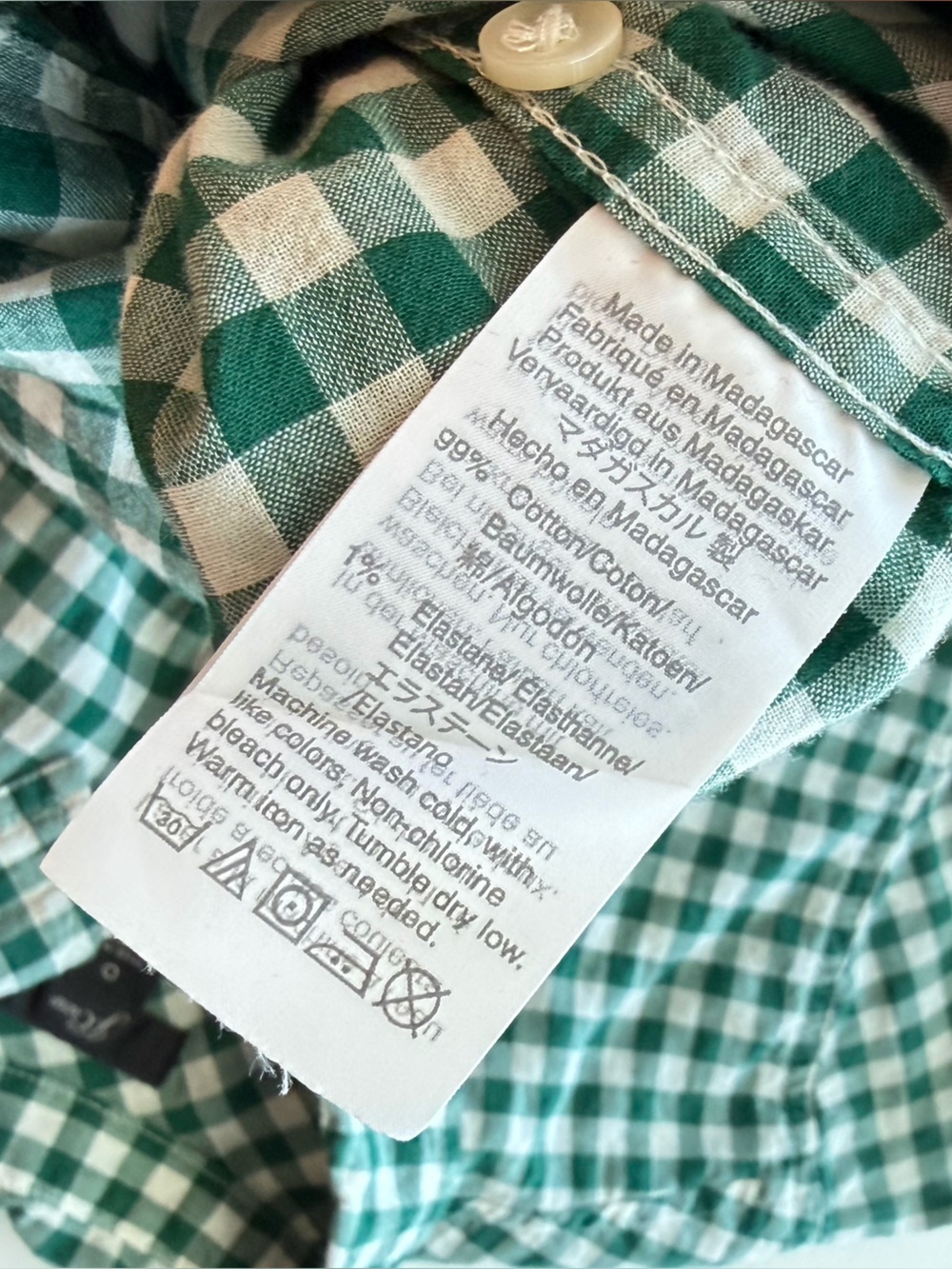 J. Crew Green and White Gingham Button-Down Shirt - Picture 4 of 6